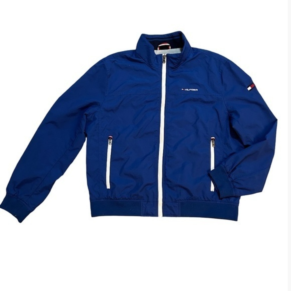 Tommy Hilfiger Blue Logo Jacket Coat with White Accents